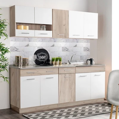 Küchenzeile ohne Geräte 200 cm Küche Einbauküche Küchenblock Modern Homestyle4u - Bild 1 von 4
