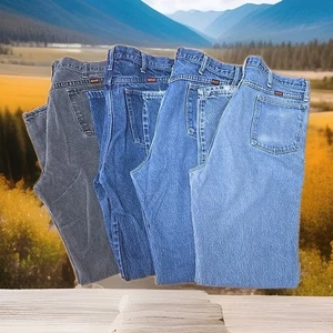 Rustler Lot Of 4 Vtg Straight Leg Jeans Mens Size 36x34 Chore Workwear USA Made  - Picture 1 of 17
