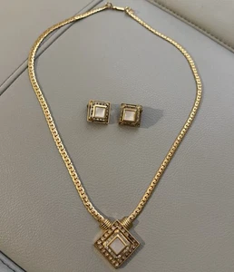 Collana Vintage Joan Collins Couture Dichiarazione Tono Oro Con Orecchini Coppia �� - Foto 1 di 12
