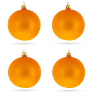 Set 4 palline di vetro arancione opaco ornamenti 4 pollici - Foto 1 di 2