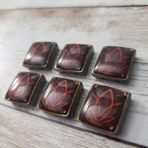 Vintage Beads - Lotus Leaf Pattern - Set of 6 Loose Beads - Picture 1 of 4