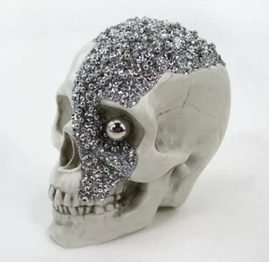 Zielscheibe Halloween Deko Totenkopf - weiß silber Pailletten *** KOSTENLOSER VERSAND!! - Bild 1 von 3