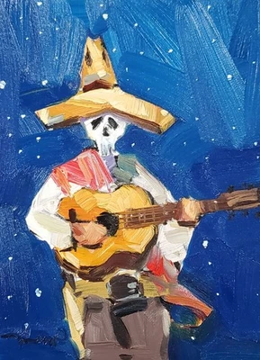 Impresión de Bellas Artes José Trujillo 16x20" Coleccionable Artista Pintura Calavera Mexicana Foto 1 de 4