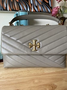 Tory Burch Kira Chevron Small Convertible Shoulder Bag In Gray Heron Retail $548 - Picture 1 of 12