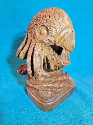 Arte popular de madera tallado a mano firmado y fechado artista local busto de águila v2 Foto 1 de 4