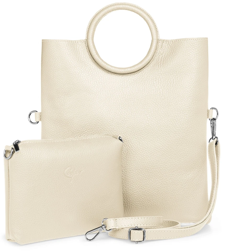 Caspar Damen Leder Umhängetasche Schultertasche 2 in 1 Set - Modell No.836