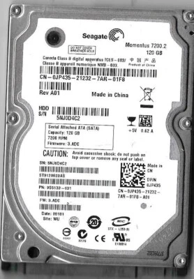 Seagate ST9120823AS 120GB Sata Hard Drive P/N: 9S5133-031 F/W: 3.ADC  5NJ  WU - Image 1 of 2