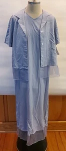 Denim and Co Linen dress with shirt sleeve blouse, sheer trim, Medium, light blu - Picture 1 of 8