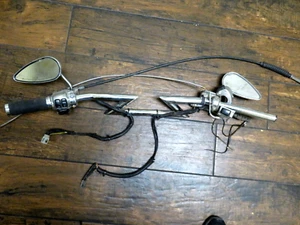 Harley Motorcycle Chrome Z-Bar Handlebars w/ Mirrors, Grips and Full Cables - Foto 1 di 5