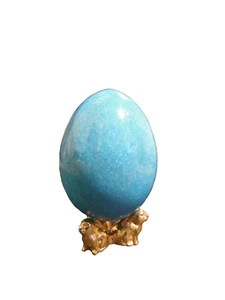 Huevo vintage de mármol verde de 2,5" con soporte de 3 huevos de conejito primavera de Pascua - Imagen 1 de 2
