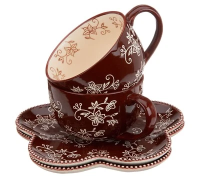 Juego de dos sopas y sándwiches de encaje floral Temp-tations H214682 chocolate Foto 1 de 4