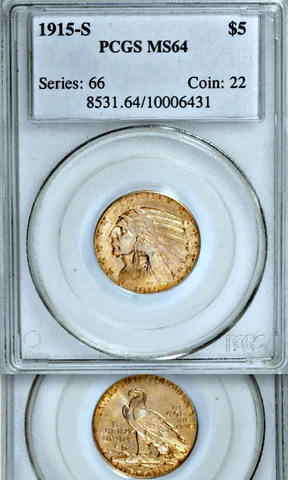 1915-S PCGS MS64 Condition Rarity $5 Half Eagle Cover