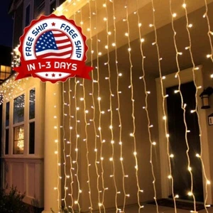 Cortina De Luces Cadena De Luces Para Cortina De Ventana Bodas Fiesta Blanco NEU - Bild 1 von 8