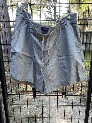 J. Pantalones Cortos Crew Para Mujer Talla L Oliva Ejército Lino Viscosa Elastizados Comodidad Foto 1 de 4