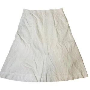 J. Jill White Linen Midi Skirt A-Line Lined Casual Summer Petite Large - Picture 1 of 9