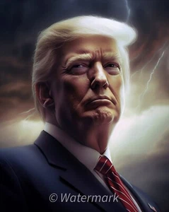 FOTO PATRIÓTICA 8X10 DEL PRESIDENTE DONALD TRUMP CON BANDERA AMERICANA DETRÁS DE ÉL - Imagen 1 de 1