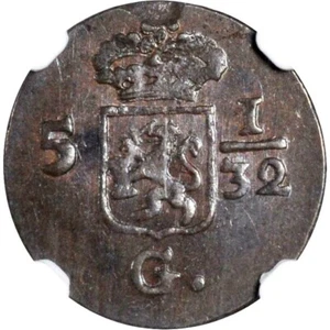 1808 Netherlands East Indies 1/2 Duit, Batavian Republic, NGC MS 63, 026 - Picture 1 of 4