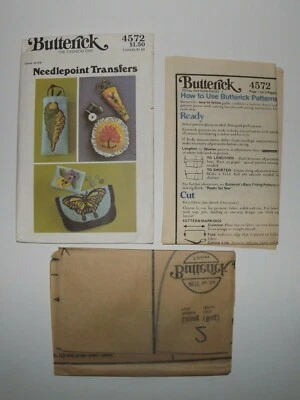 Vtg Butterick Pattern 4572 Needlepoint Transfers Pin Cushion Bag & More Uncut  - Image 1 of 4