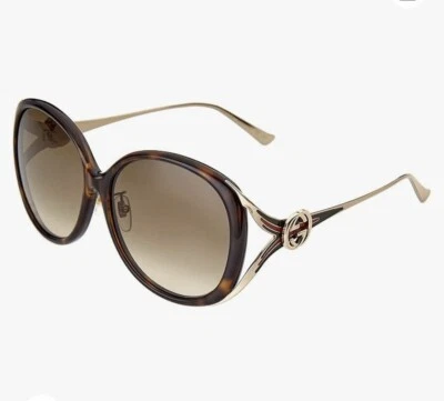 Gafas de sol Gucci GG0226SK para mujer Habana/marco dorado marrón lentes degradadas 60 mm Foto 1 de 4