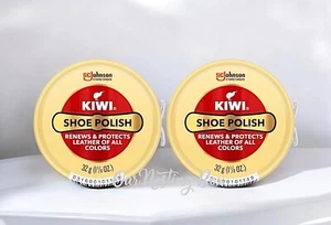 2 Kiwi Shoe Polish Tin, Leather of All Color Clear 1.125 Oz Renews & Protects - Picture 1 of 2
