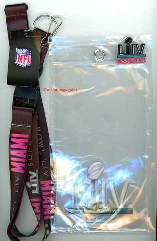 Super Bowl LIV Ticket Holder, Black Lanyard, Pin 54 NFL Miami 49ers vs Chiefs A Cover