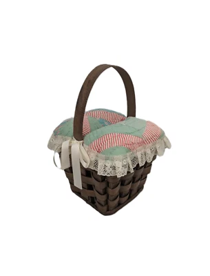 Cesta superior almohada acolchada primitiva ~ decoración de campo vintage ~ almacenamiento de cabaña Foto 1 de 4