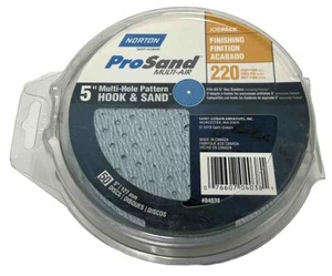 Norton 220-grit 5” Multi-Hole Pattern Hook&Sand 50 Discs #0381 - Picture 1 of 2