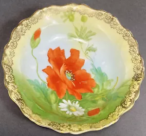 Royal Rudolstadt Preußen China Beerenschale 5" Mohn & Gänseblümchen Blumenborte - Bild 1 von 5