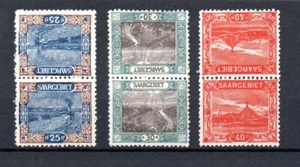 Sarre (Alemania) 1921 sellos antiguos Tete-Beche (Michel 56, 58/59 Kdr IV) bonitos MLH - Imagen 1 de 2