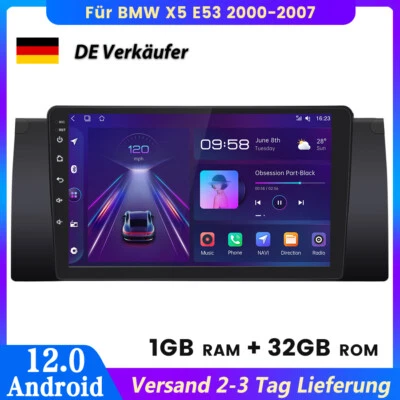 Android12 Autoradio GPS NAVI Für BMW X5 E53 2000-2007 1+32GB Stereo WIFI BT DAB+ - Bild 1 von 4