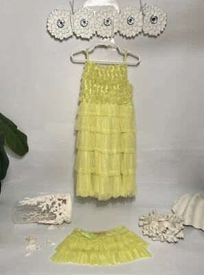 Vestido Kate Mack de Tul Verde Cítrico con Volantes Talla 5 NUEVO Original $60 Foto 1 de 4