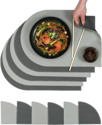 Planet Food 6 Placemats & Coasters🟢Grey Reversible Colourway🟢Stain Heat Resist - Image 1 of 4