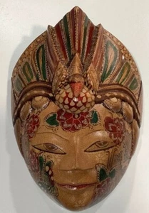 Único Vestido Cabeza de Pavo Real Máscara Tribal Ceremonial Indonesia Tallada a Mano Madera - Imagen 1 de 8
