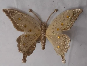 SCHMETTERLING Gold Glitzer Clip-On handgefertigt für Blumengesteck 6-1/2" B x 5" - Bild 1 von 2