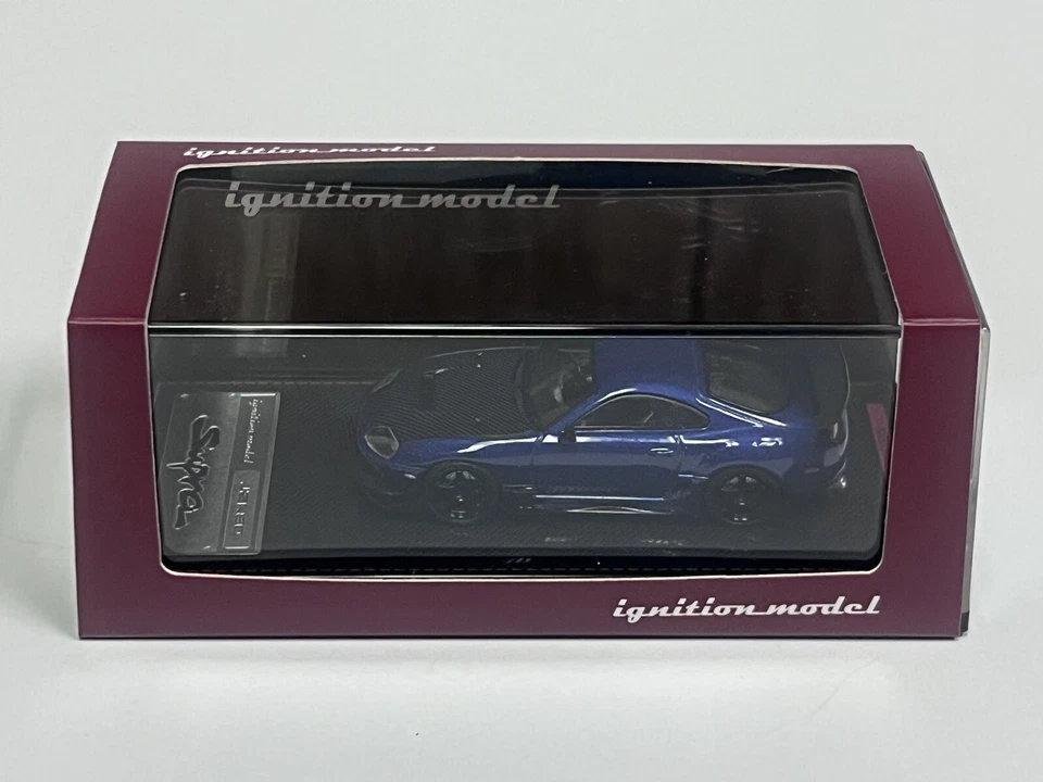 Modelo de encendido 1/64 Toyota Supra JZA80 en azul brillante Foto 1 de 1