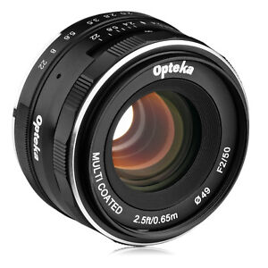 Opteka 50mm f/2.0 Lens for Olympus OM-D E-M10 E-M5 E-M1 PEN E-PL7 PL6 PL5 P5