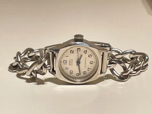 VINTAGE RARE SWISS STAINLESS STEEL SMALL 24mm LADIES AUTOMATIC WATCH "BWC" - Picture 1 of 12