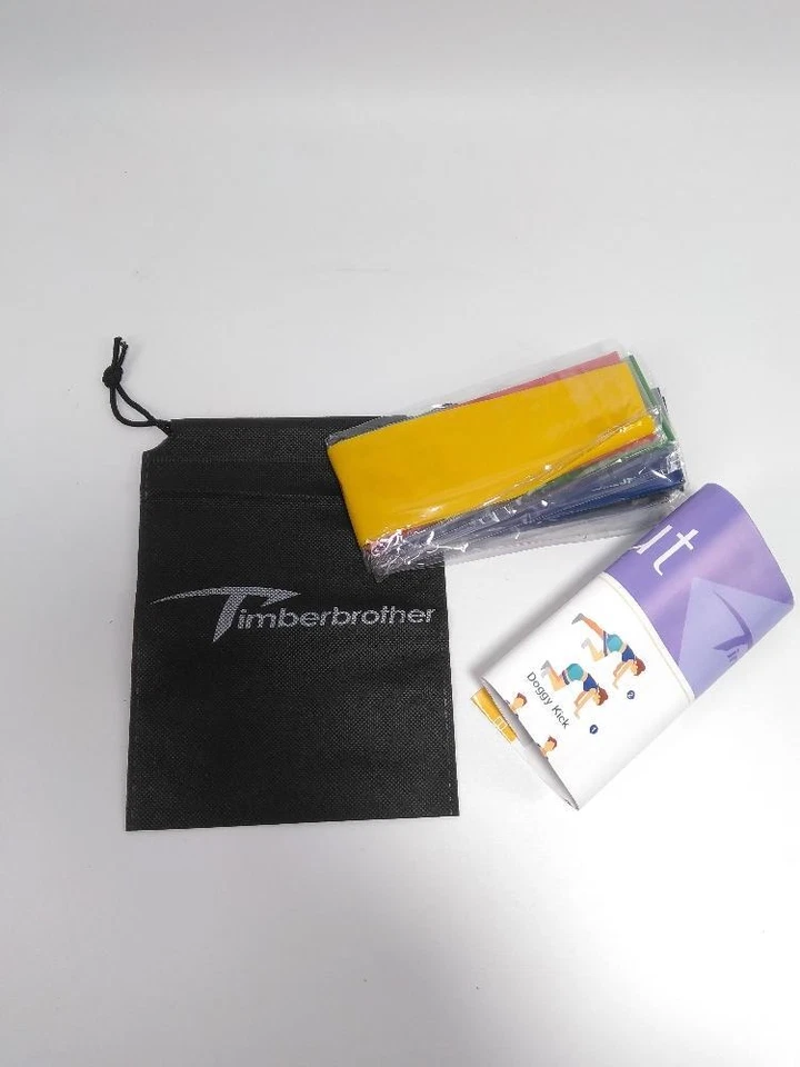 Timberbrother Resistance Loop Bands & Workout Poster, Set of 5 Bands - Open Box Foto 1 de 4