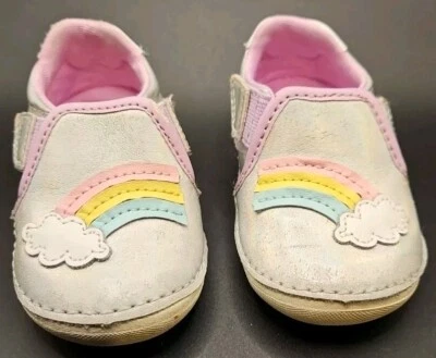 Baby Girls Stride Rite Silver Rainbow And Cloud Sneakers Sneaker Size 3M Shoes - Image 1 of 4