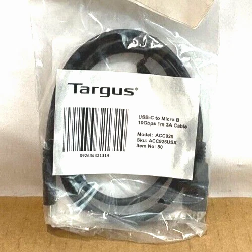 Targus USB-C to MicroUSB-B Cable (1 meter) ACC925USX ✅❤️️✅❤️️ Brand New!  - Image 1 of 1