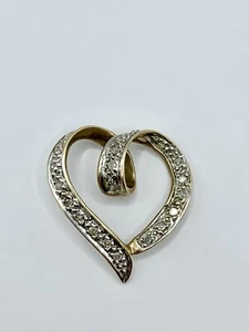 9ct Gold And Diamond Heart pendant - Picture 1 of 14