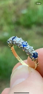 18ct gold natural sapphire and diamond ring - Picture 1 of 6