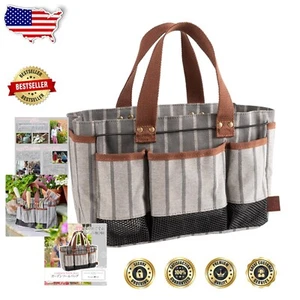 Durable Grey Cotton Garden Tool Storage Bag with Elastic Strap for Secure Tools - Picture 1 of 11
