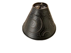 Black Punched Tin Pinwheel Lamp Shade, CLIPS on Torpedo Light Bulb, 2 x 6 x 4 In - Picture 1 of 1