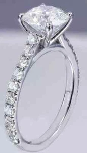2 Ct Round Lab Created Diamond Engagement Wedding Ring 14K White Gold Plated - Picture 1 of 8