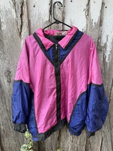 Vintage Athletic Works Damen Retro Colorblock Reißverschluss Windbreaker Jacke X-Large - Bild 1 von 8