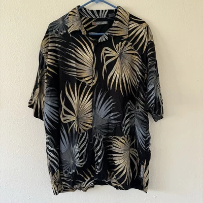 John Henry Men's Hawaiian Tropical Leaf Print Button Up Camp Shirt Sz 2XL - Image 1 of 4