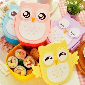 with Spoon Owl Shaped Lunch Box 2 Compartments Lunch Food Container Outdoor - Picture 1 of 12