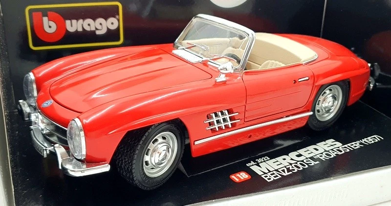 Burago 1/18 Scale Diecast 3023 - Mercedes-Benz 300SL Roadster 1957 - Red - Image 1 of 4