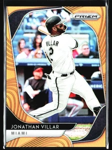 2020 Panini Prizm Neon Orange Jonathan Villar 082/100 Miami Marlins #202 - Picture 1 of 2